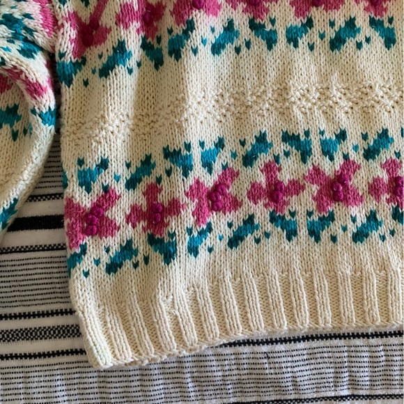 L.L. Bean Fair Isle Cable Knit Sweater - Picture 4 of 12